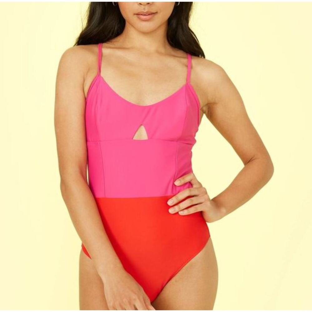 NWT SUMMERSALT The Swan Dive One Piece Swimsuit Pink Coral 12
